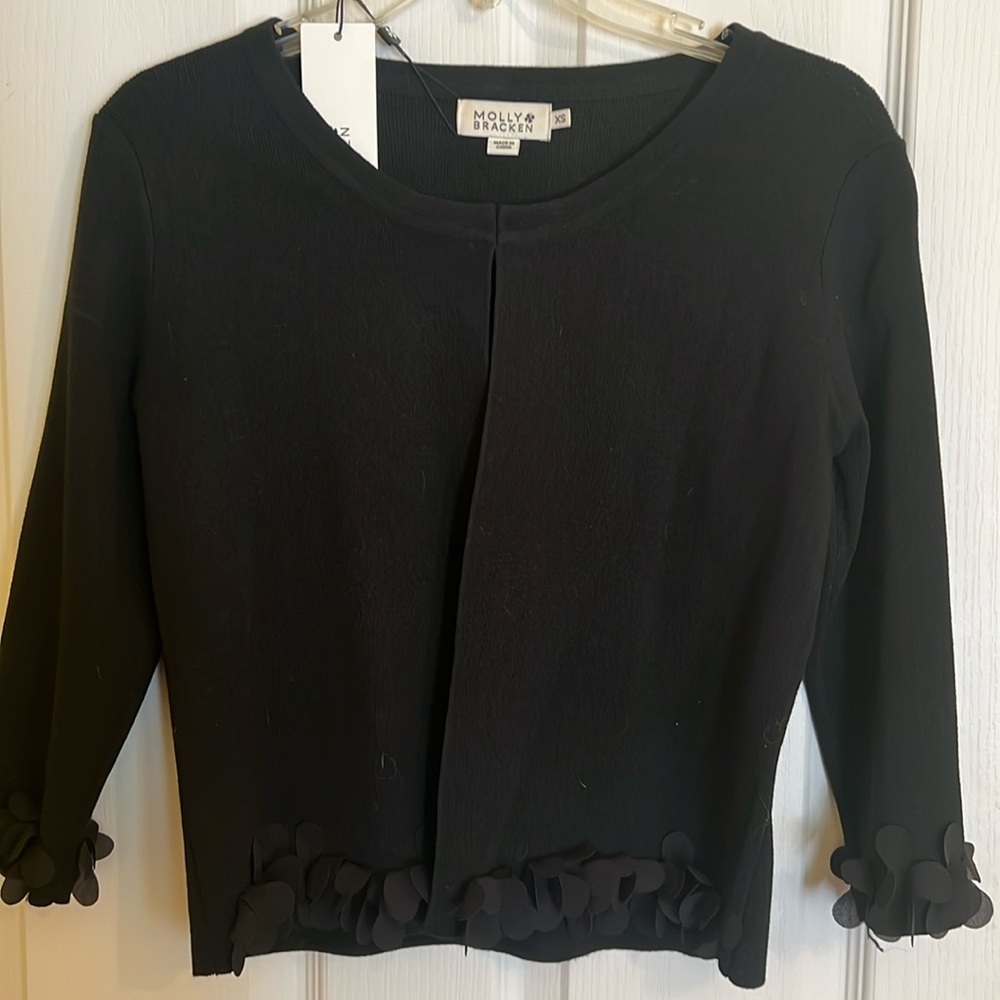 NWT Molly Bracken black knitted cardigan with flower detail XS